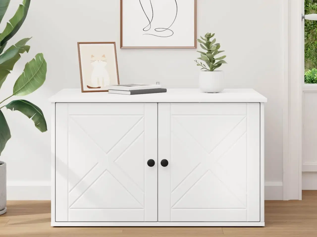 Billede 4 - Kat Hus Hvid 85 x 55 x 50,5 cm Konstrueret træ