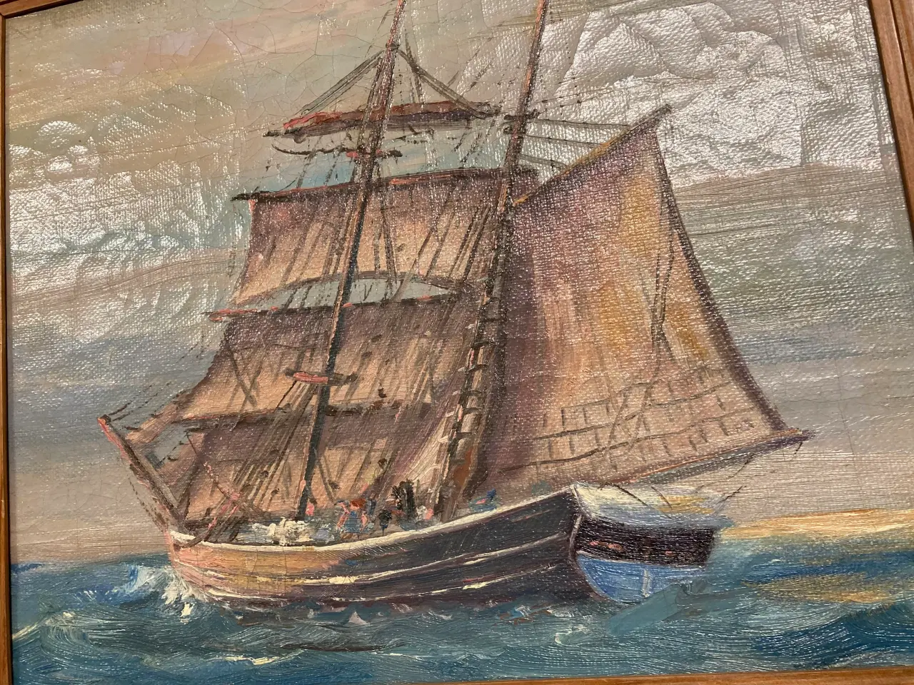 Billede 3 - Maleri skibsportræt skib på havet