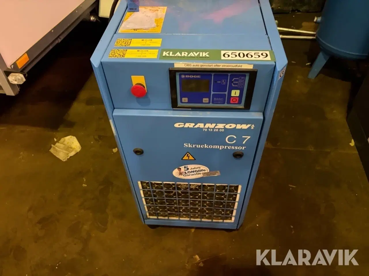 Billede 7 - Skruekompressor Boge Granzow C7 med forvarmer, tank og filter