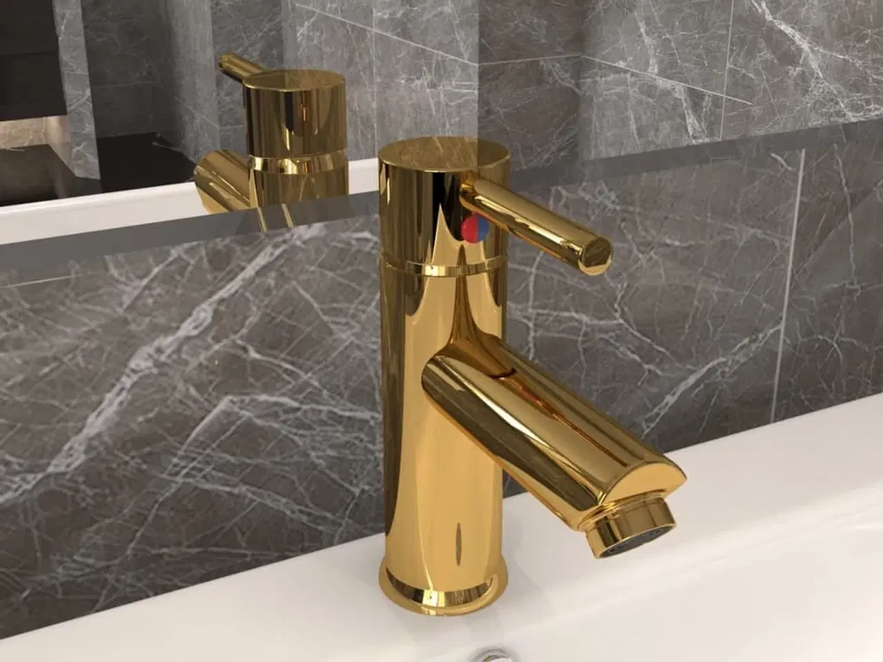 Billede 1 - Vandhane til badeværelseshåndvask 130x176 mm guldfarvet