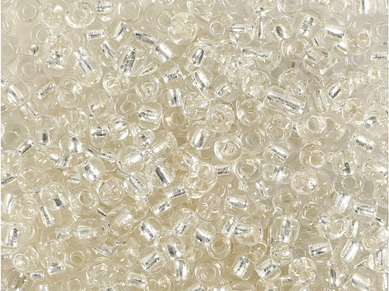 Billede 1 - Rocaiperler, diam. 3 mm, str. 8/0, hulstr. 0,6-1,0 mm, sølv, 25g/ 1 pk.