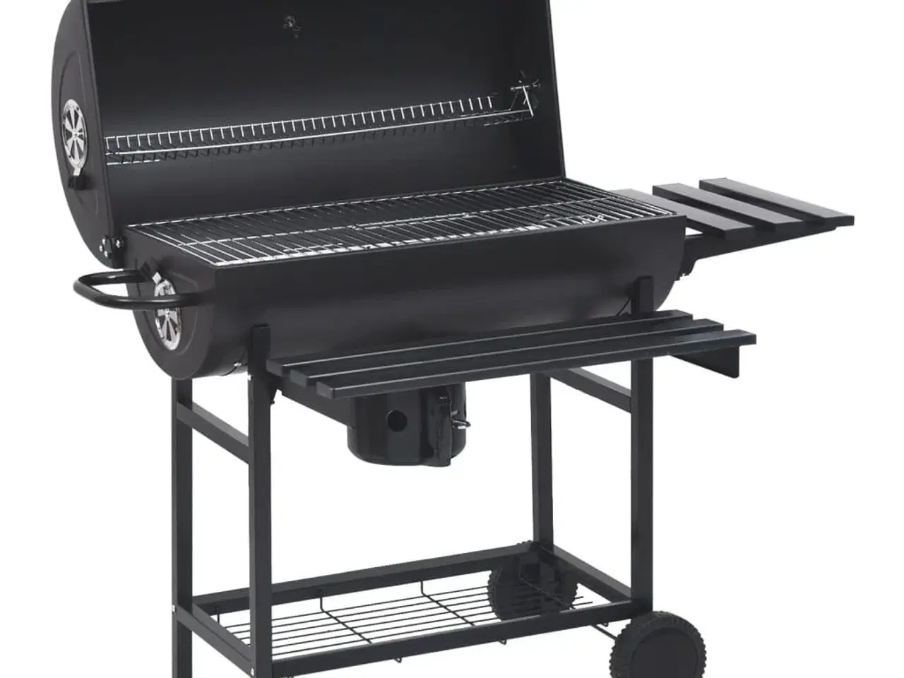 Billede 1 - Tøndegrill med hjul og hylder 115x85x95 cm stål sort