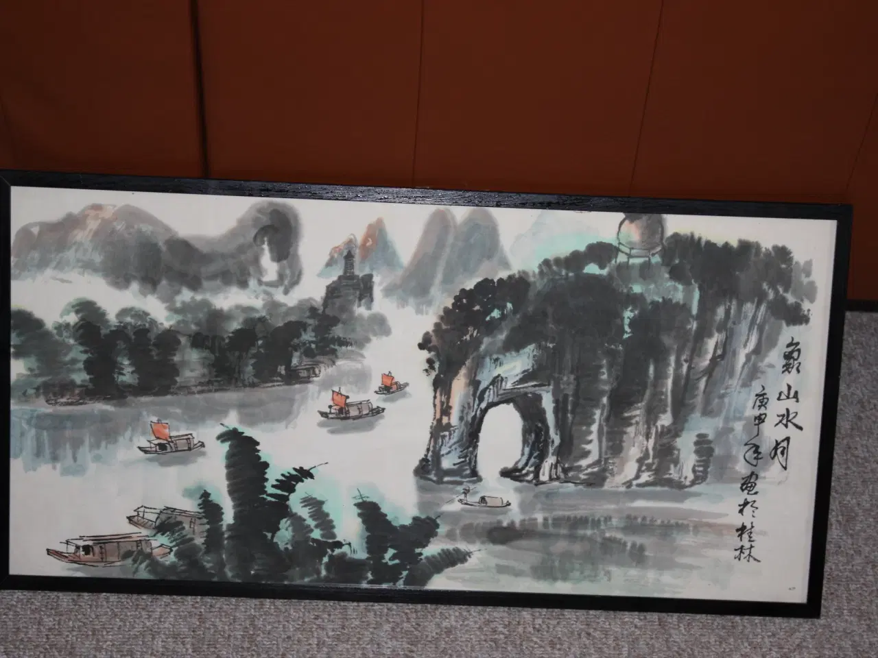 Billede 1 - Kinesisk billede  67 cm x 34 cm