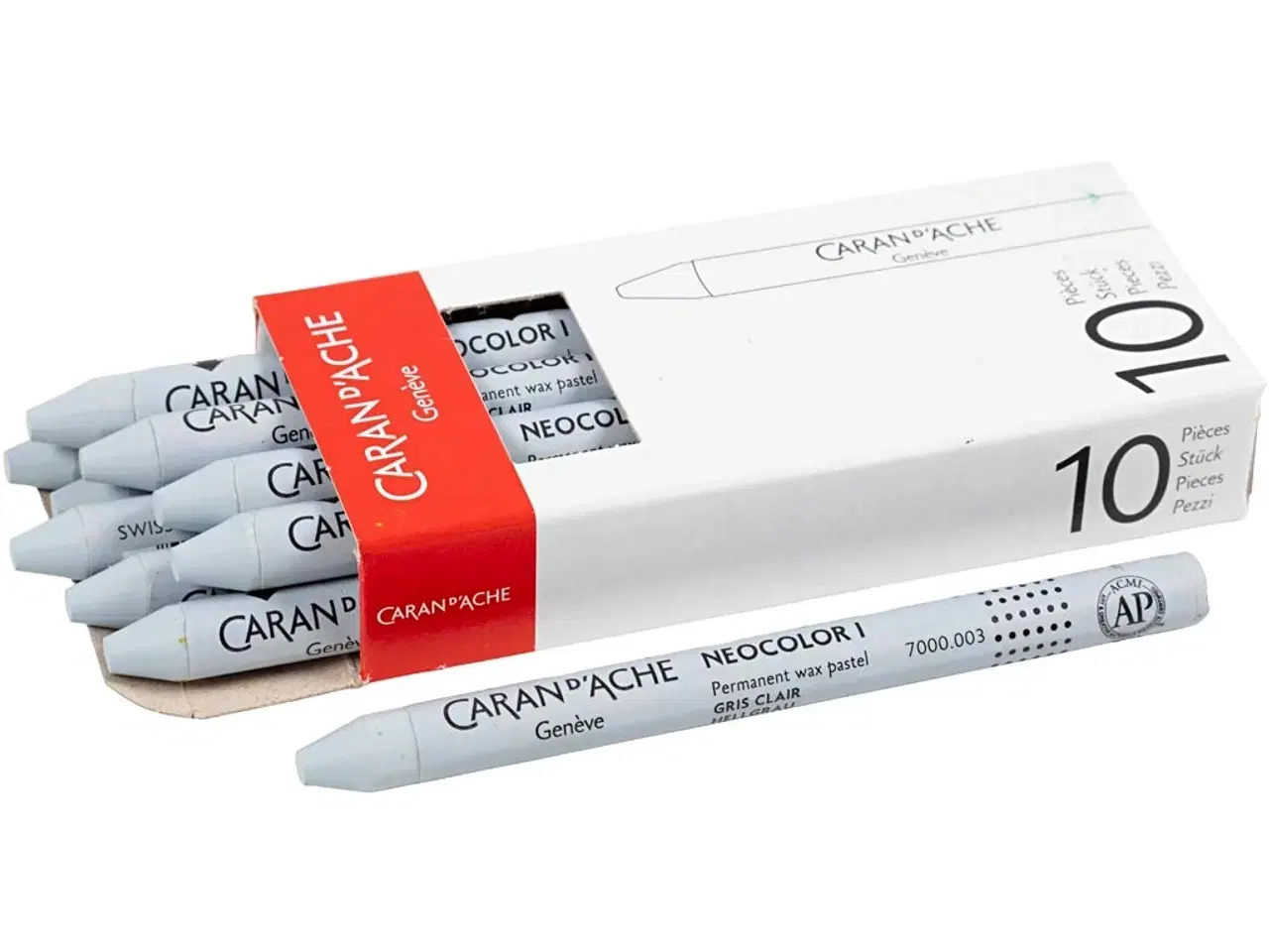 Billede 1 - CARAN D’ACHE Neocolor I, L: 10 cm, tykkelse 8,5 mm, light grey (003), 10stk./ 1 pk.