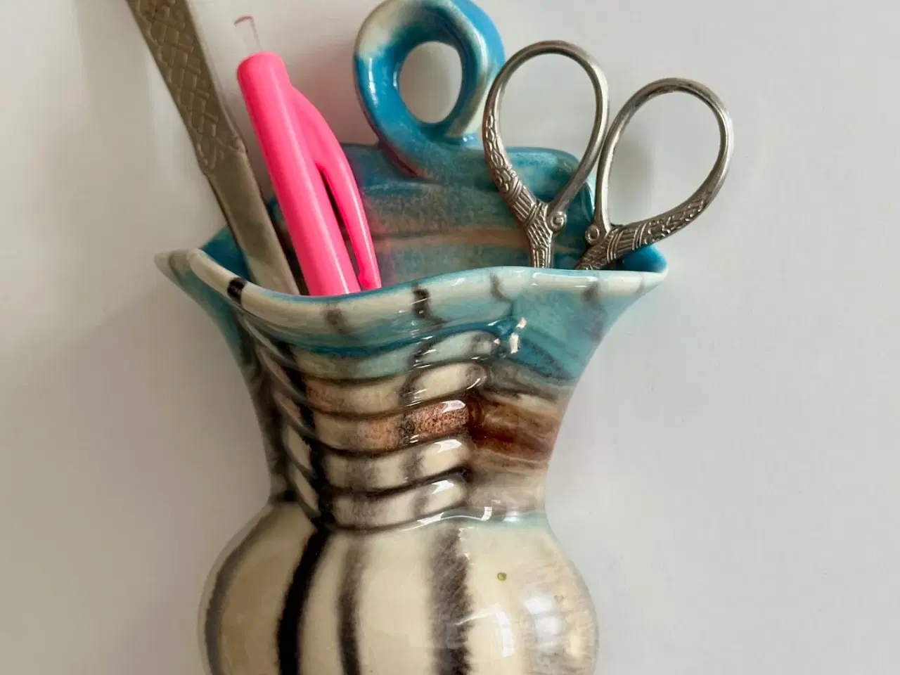 Billede 2 - Vægvase m sorte striber