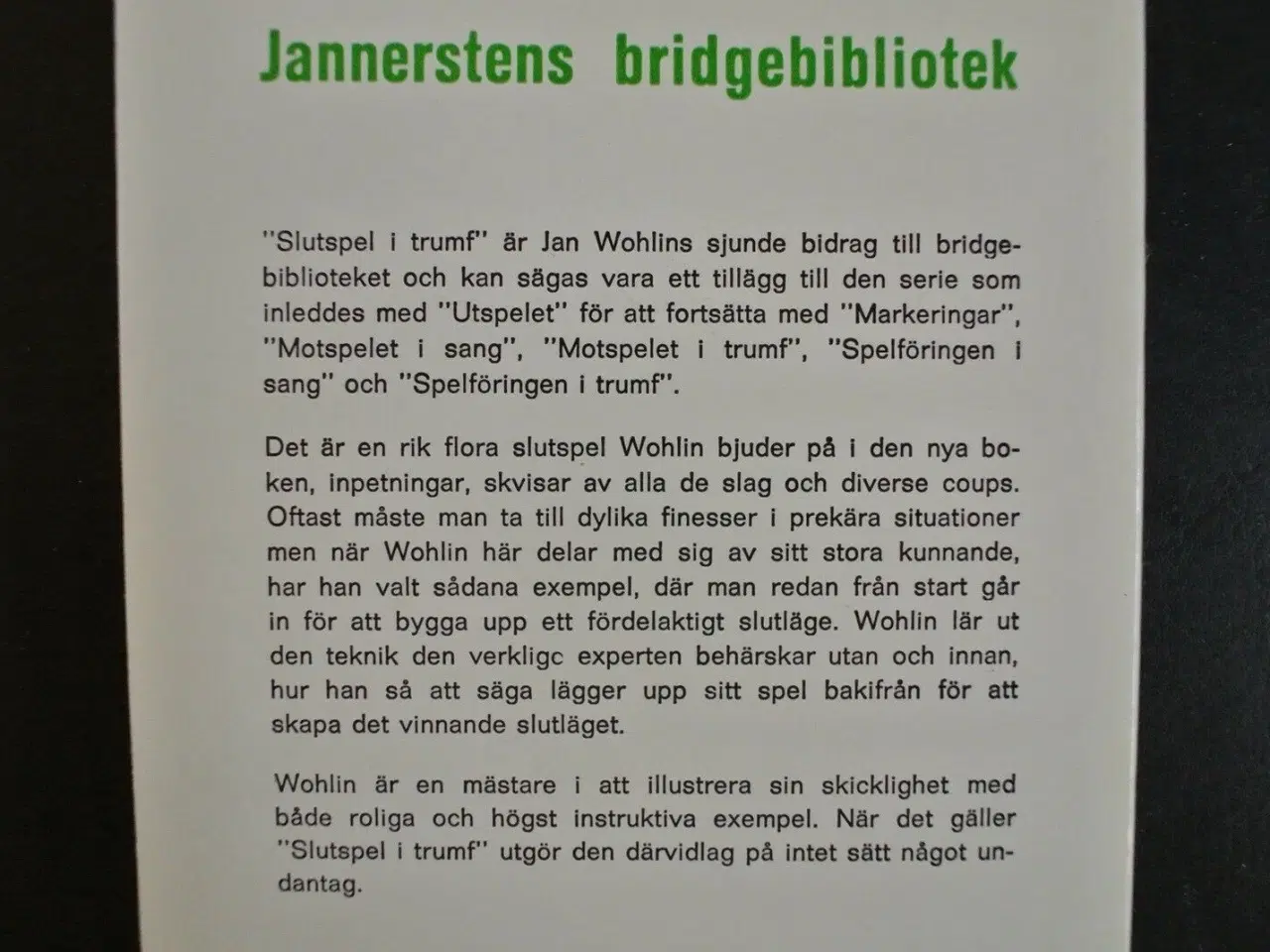 Billede 2 - slutspel i trumf - bridge. svensk, av jan wohlin, 
