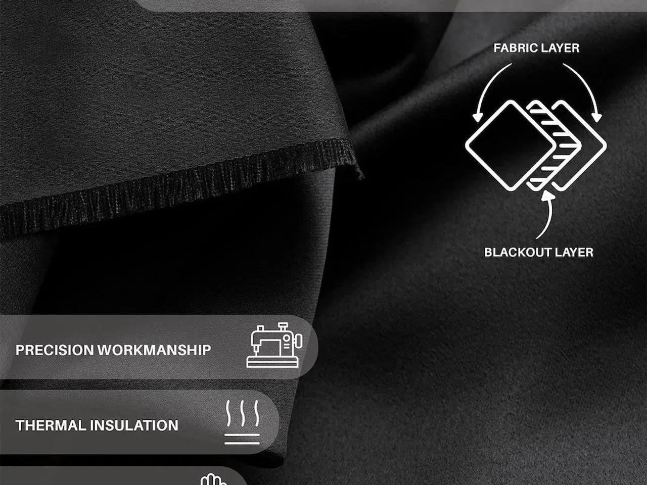 Billede 10 - Mørklægningsgardin blackout 140x270 cm – sort, klassisk stil med sølv-øskner – AmeliaHome