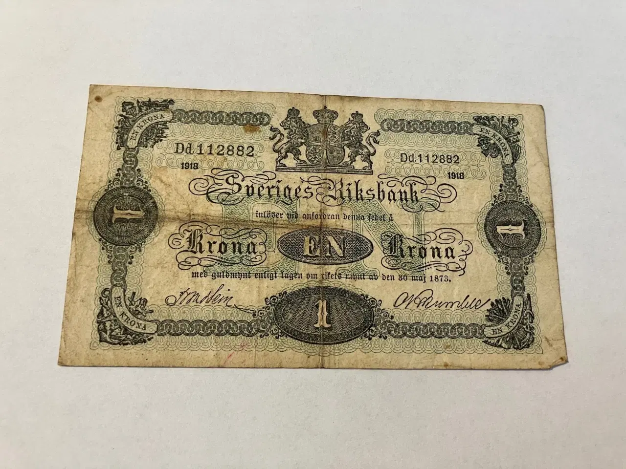 Billede 1 - 1 Krona 1918 Sweden - Slidt