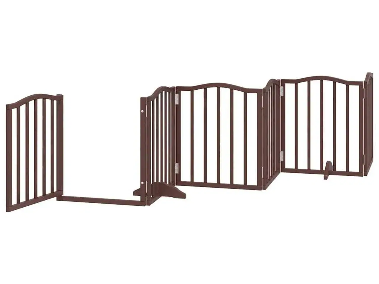 Billede 4 - Hundelåge med dør 6 paneler 300 cm foldbar poppeltræ brunt eg