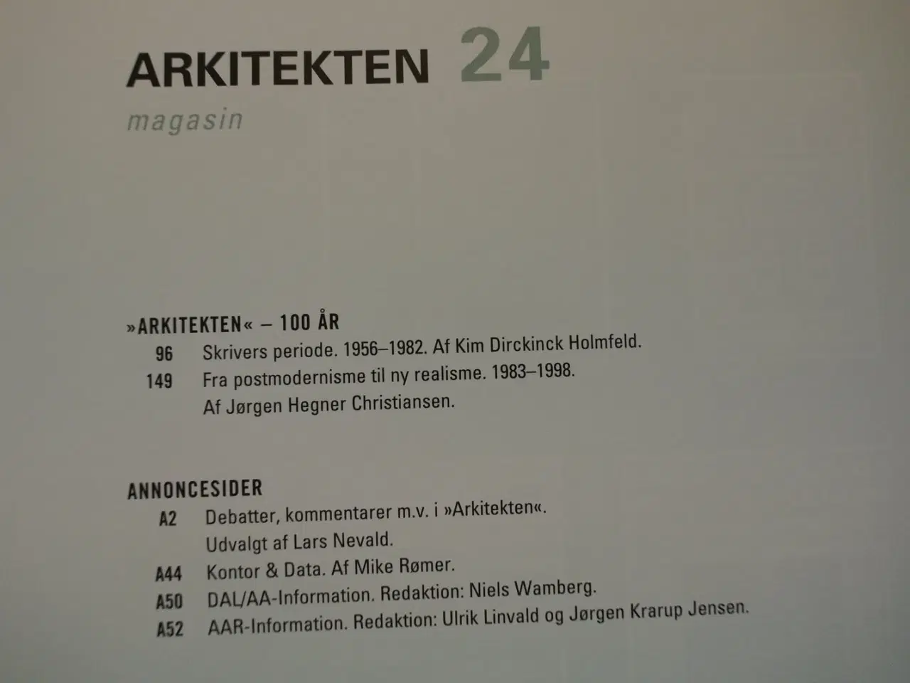 Billede 2 - arkitekten 24 1998, emne: arkitektur