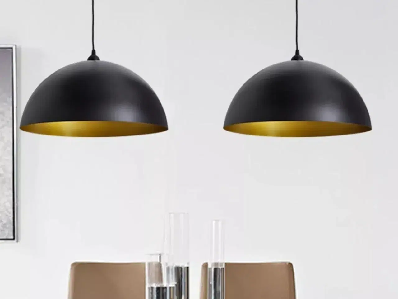 Billede 1 - Loftslampe halvkugle 2 stk. højdejusterbar sort