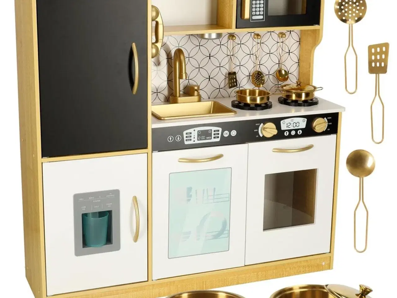 Billede 1 - Legekøkken i træ til børn med køleskab – guld