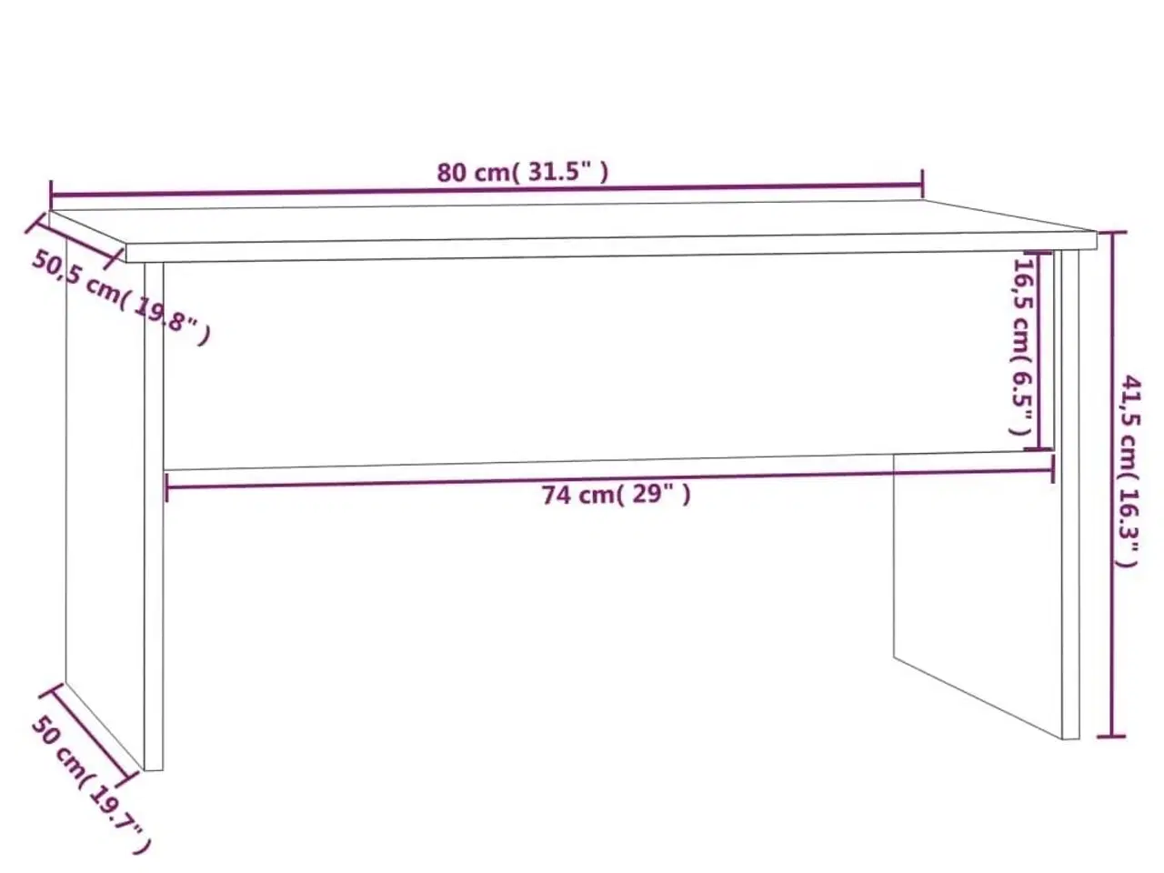 Billede 9 - Sofabord 80x50,5x41,5 cm konstrueret træ hvid højglans