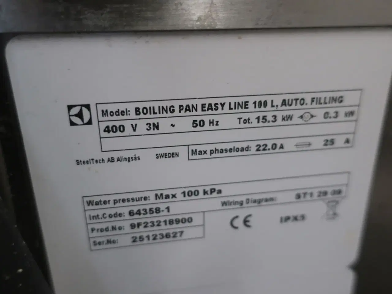 Billede 6 - Kipsteger ELECTROLUX Boiling Pan Easy Line 100 l. / Auto. Filling