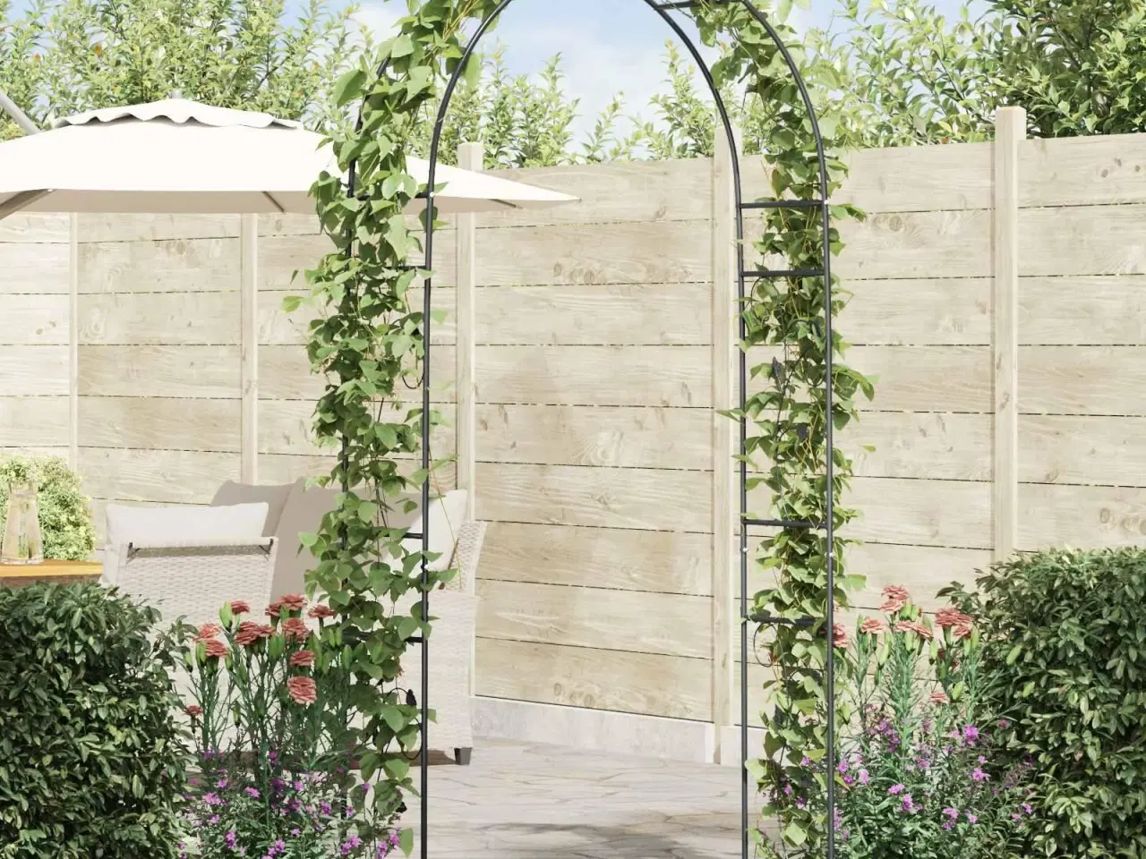 Billede 1 - Havebue Blomstret Sort