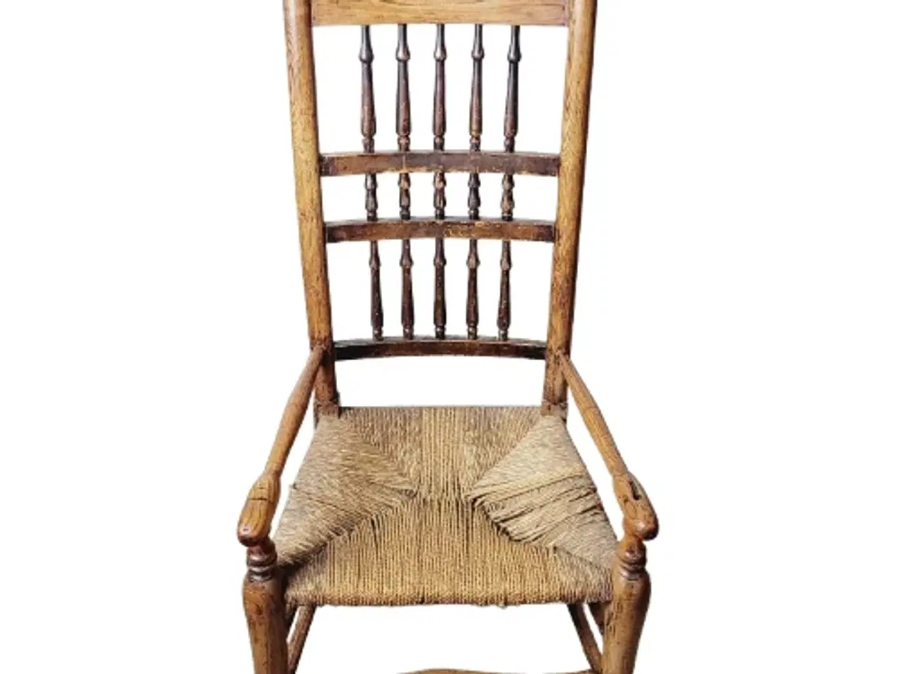 Billede 5 - Antik Lancashire Spindle-back armstol i massiv eg 