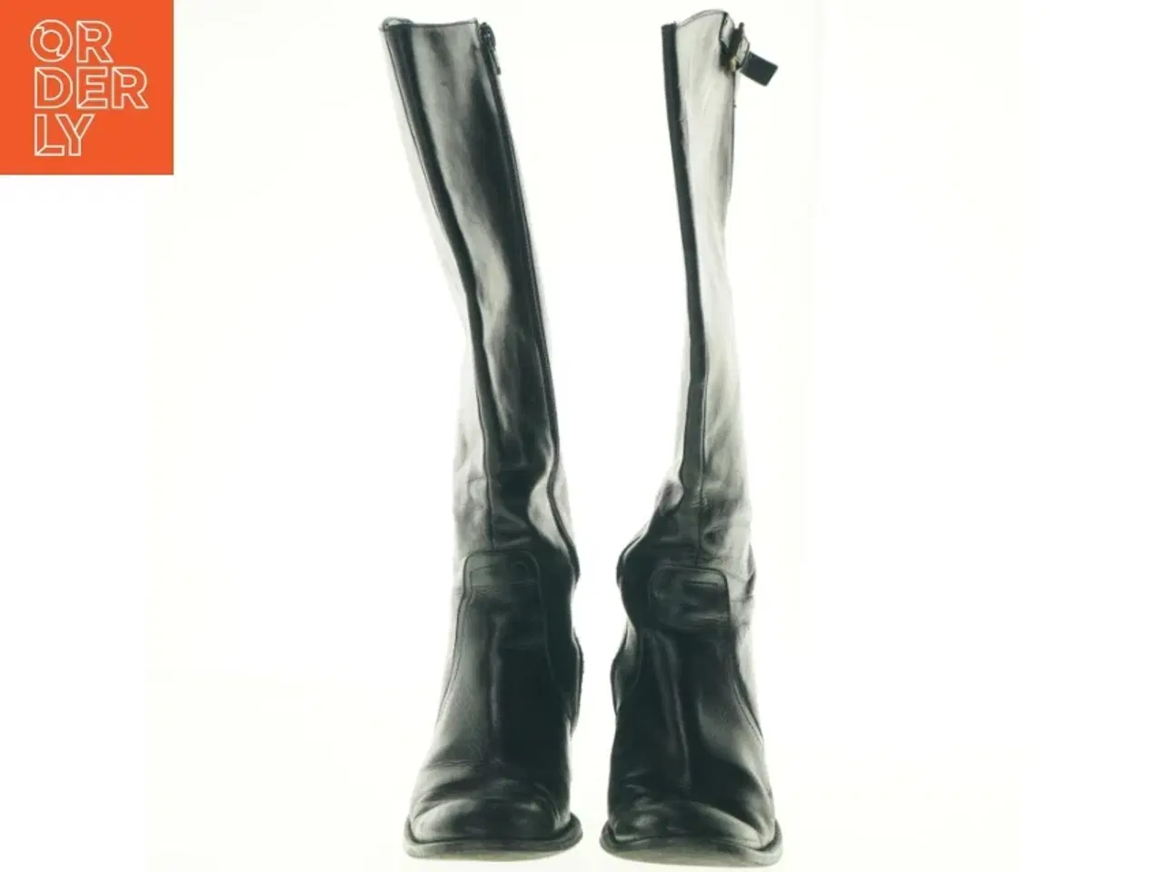 Billede 2 - Sorte læderstøvler (str. 41)