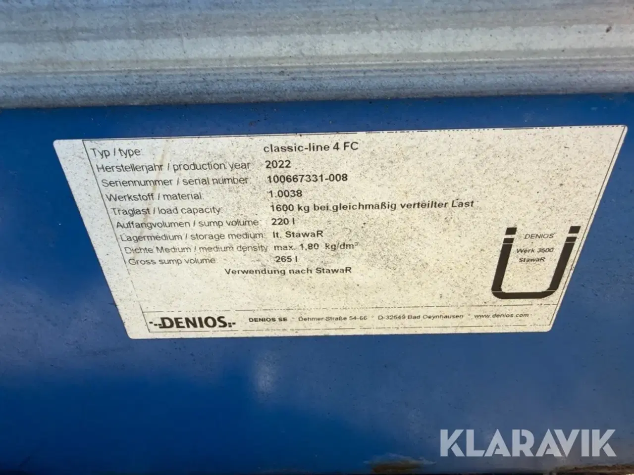 Billede 3 - Opsamlingskar / spildbakke Denios Classic-line 4 FC