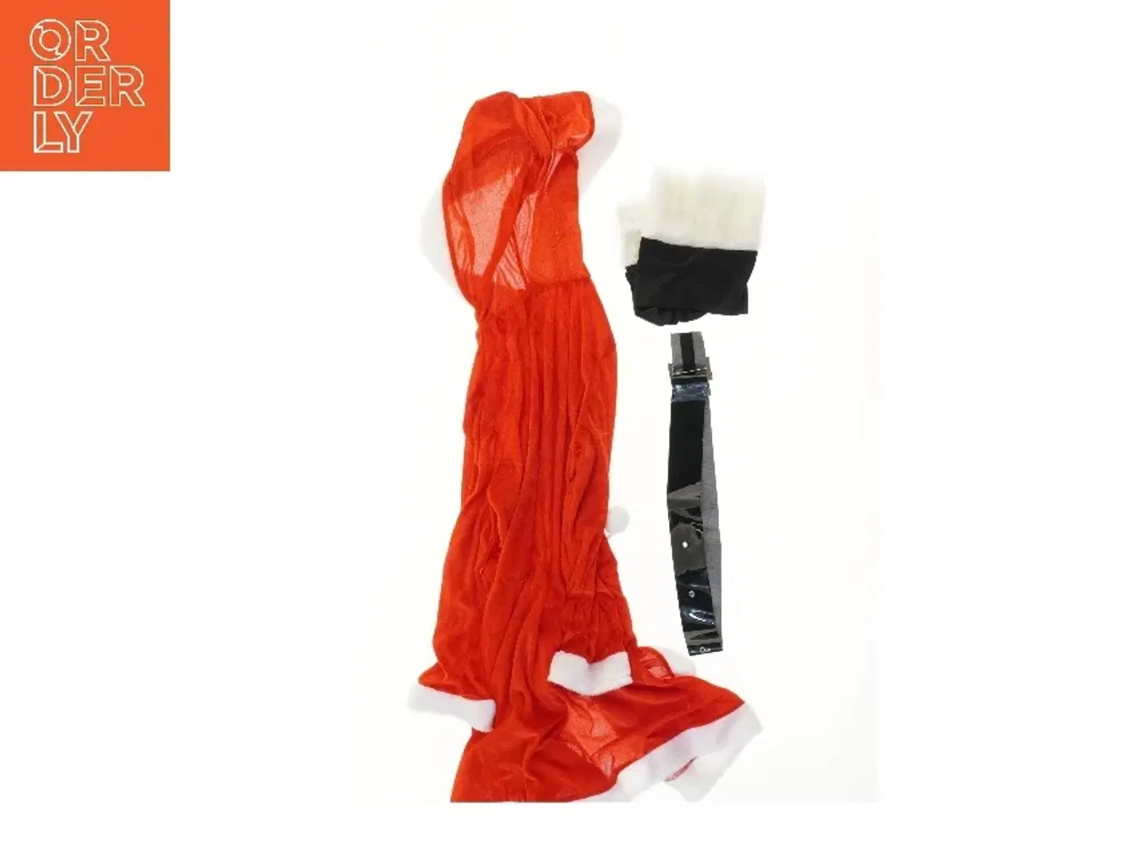 Billede 2 - Julekjole med hætte og bælte (str. bryst 50 cm, længde 90 cm)