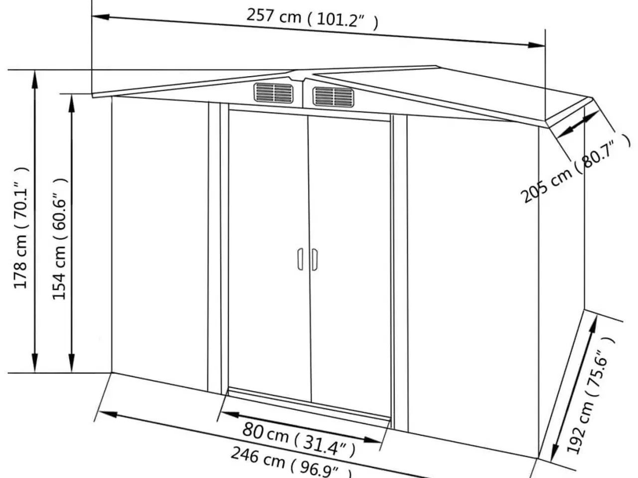 Billede 8 - Opbevaringsskur til haven 257x205x178 cm metal grå