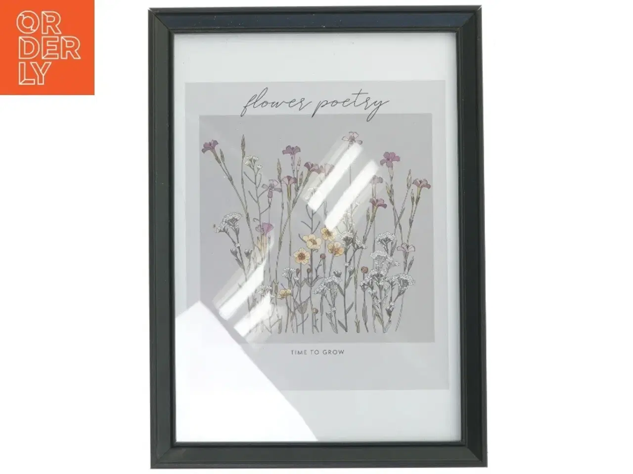 Billede 1 - Billedramme med blomsterillustration (str. 33x24 cm)