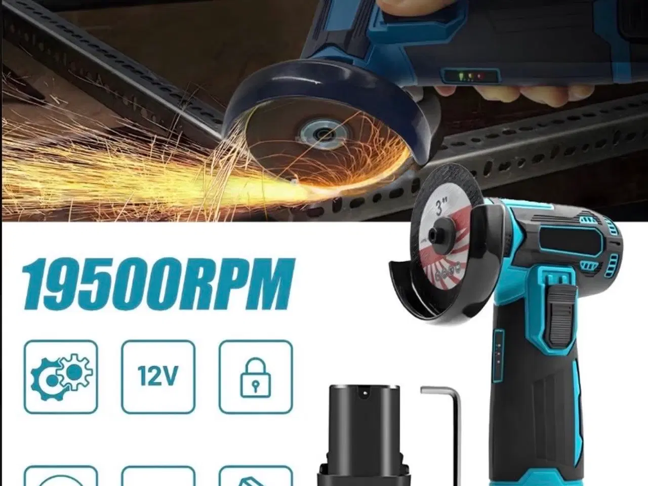 Billede 3 - Vinkelsliber med 2 batterier