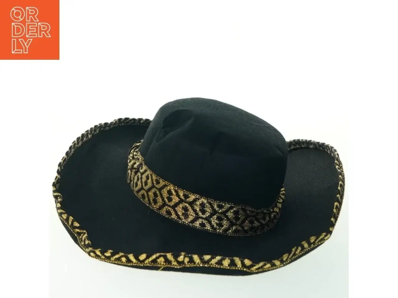 Billede 3 - Sort cowboyhat med guldbånd (str. Ø 40. cm)