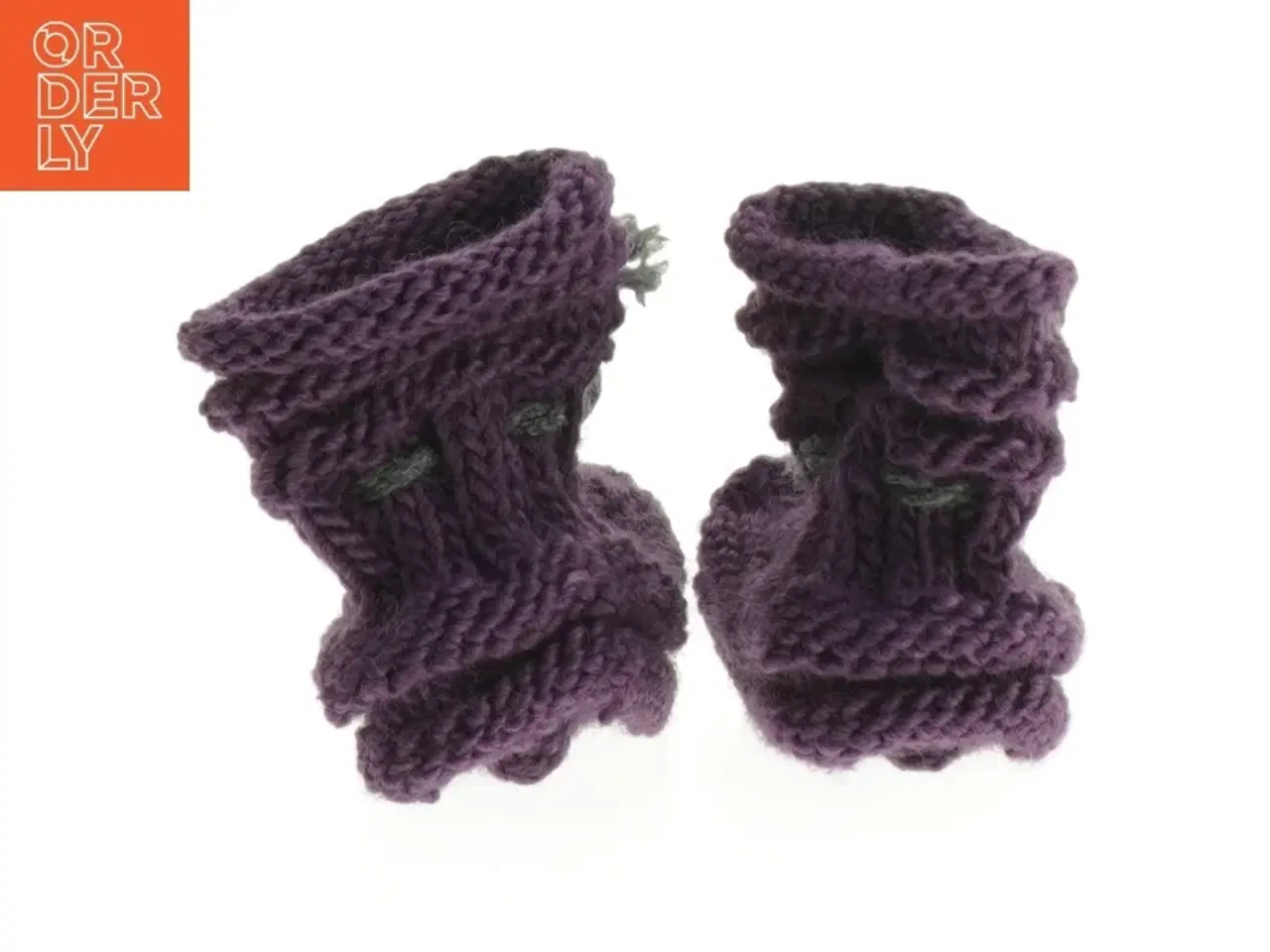 Billede 2 - Strikkede babystøvler i lilla (str. 11 cm)