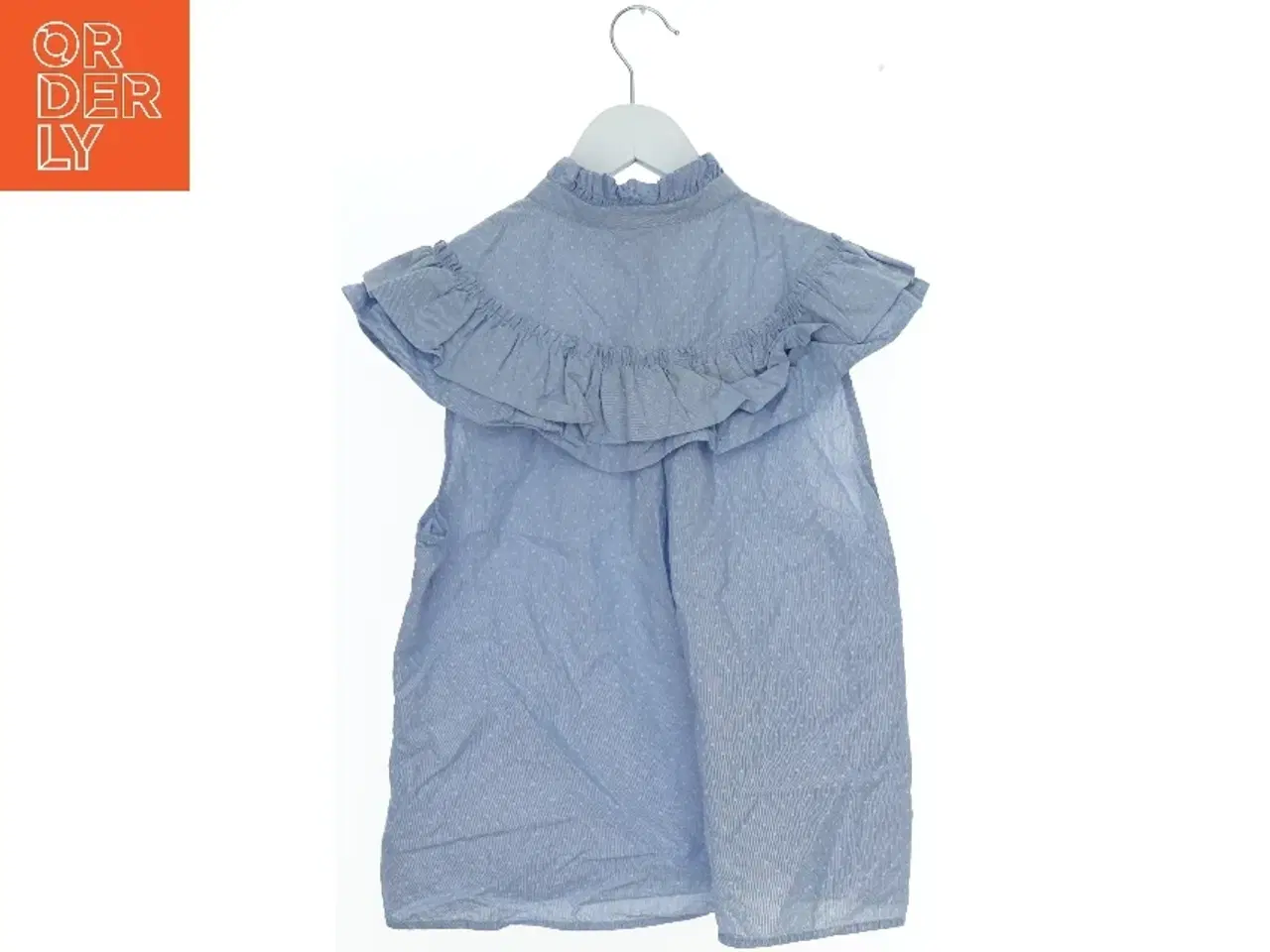 Billede 2 - Blå kortærmet bluse med volanter fra H&M (str. 164)