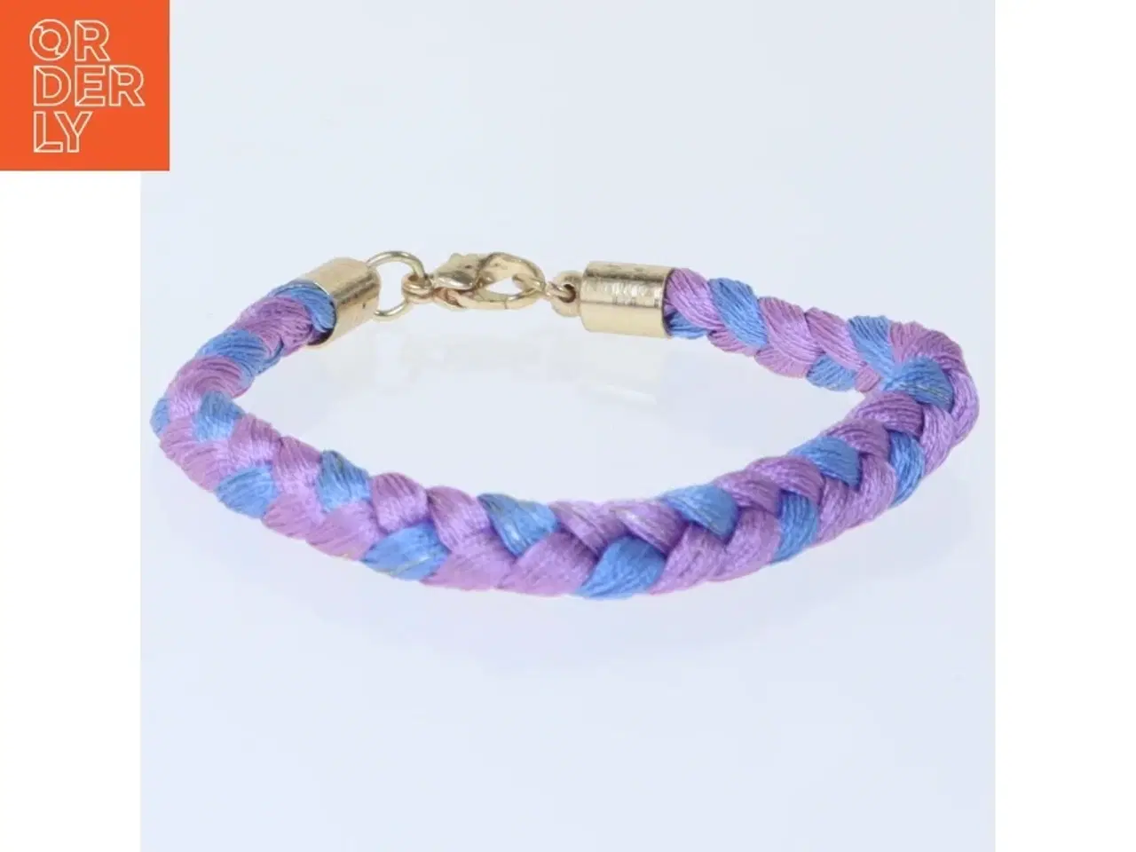 Billede 2 - Flettet armbånd i lilla og blå (str. 19 cm)