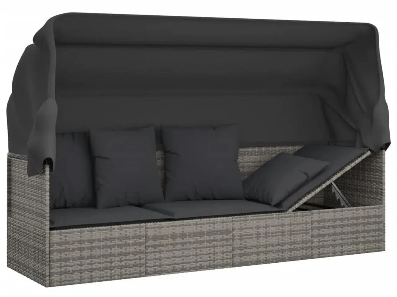 Billede 8 - Udendørs loungesofa med tag og hynder polyrattan Grøn