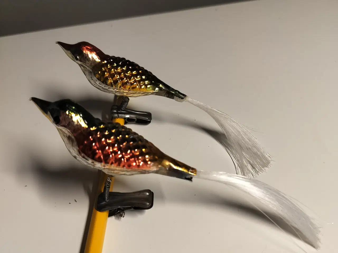 Billede 4 - julepynt gammelt julekugle 2 stk glasfugle