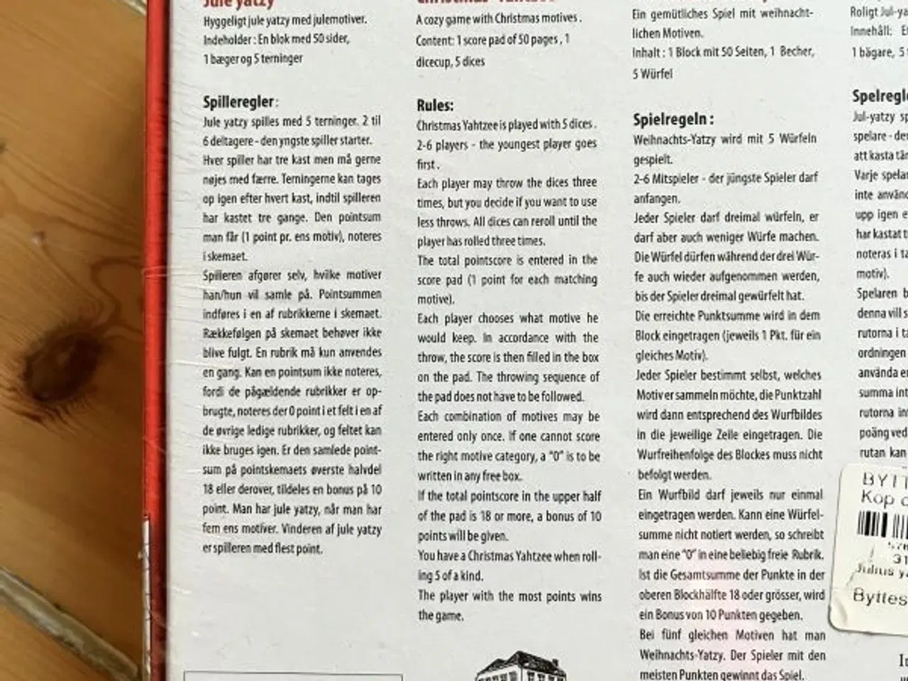 Billede 2 - Jule Yatzy - helt ubrugt spil