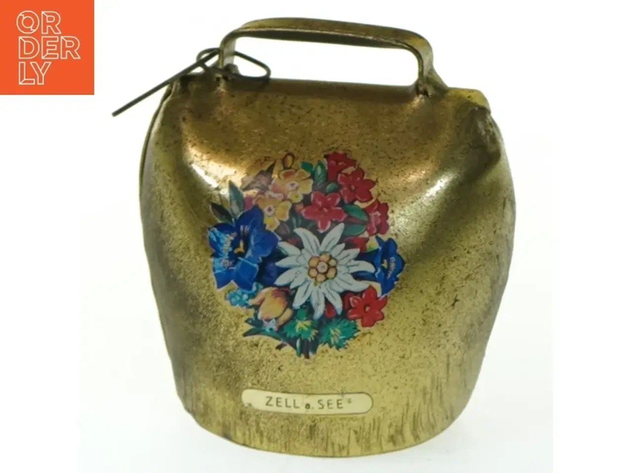 Billede 1 - Retro messing sparebøsse med blomster (str. 10 cm)