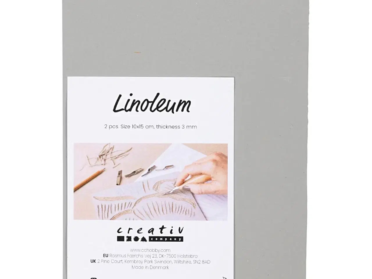 Billede 1 - Grå Linoleum Plader 10x15 cm - 2 stk. til Kreativitet
