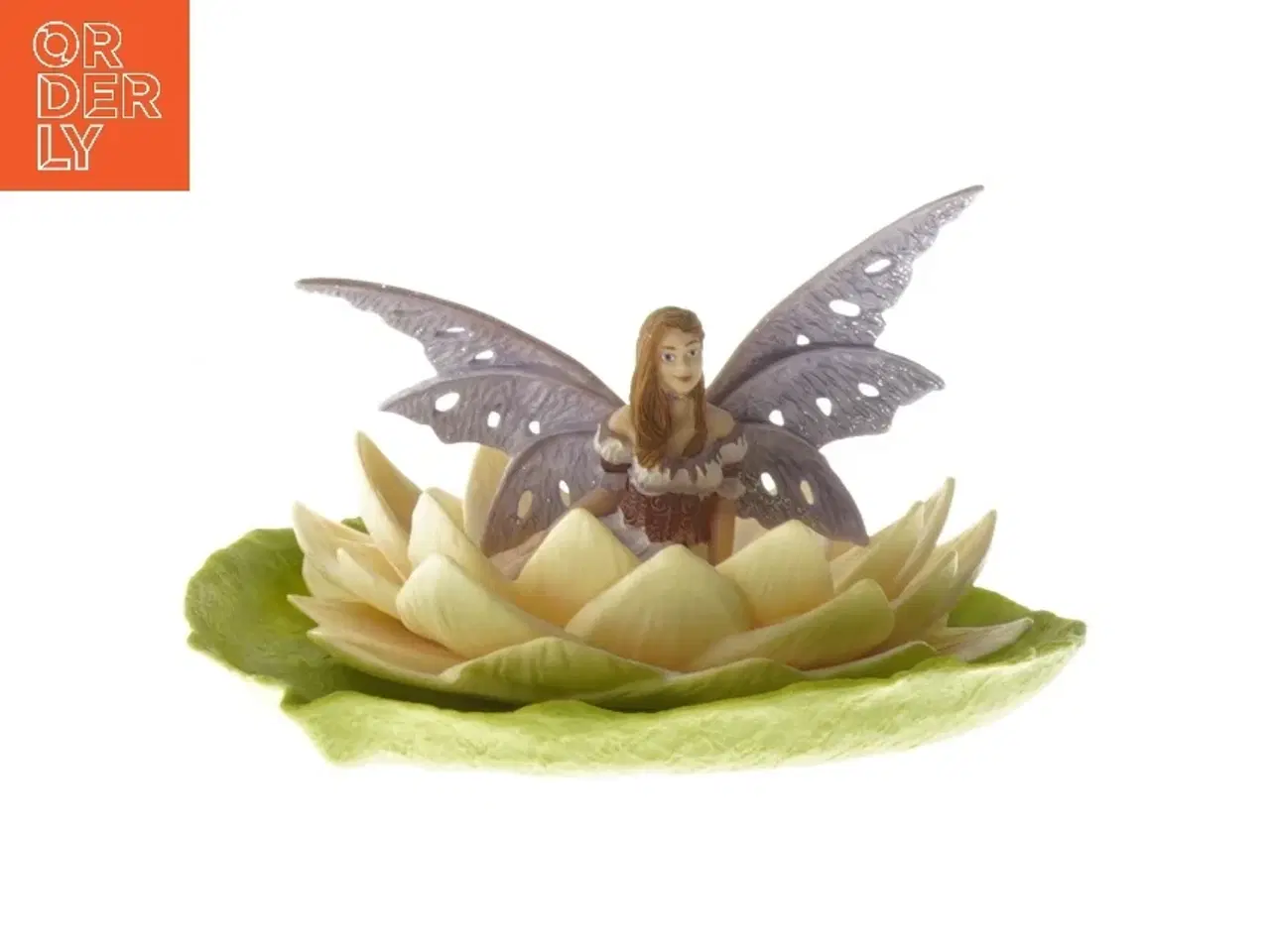 Billede 1 - Dekorativ figur med fe på blomst (str. 16 cm)