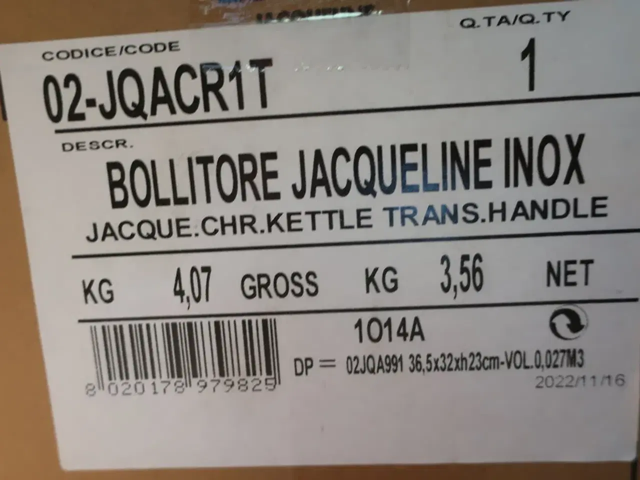 Billede 2 - El-keddel BUGATTI JAQUELINE 02-JQACR1T med transparant håndtag