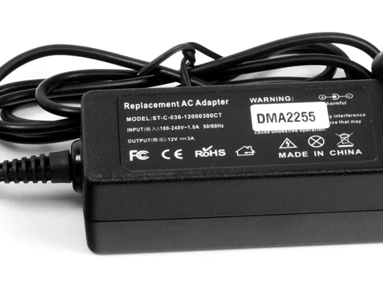 Billede 1 - Toshiba 36W 12V 3A strømforsyning med 4.8mm x 1.8mm stik - Kompatibel