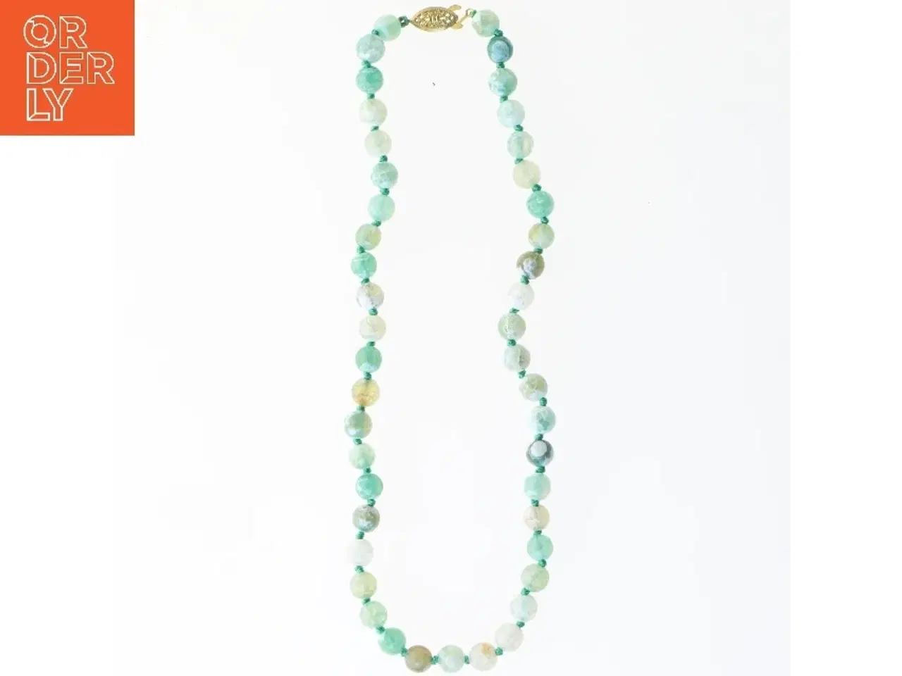 Billede 1 - Grøn halvædelstens halskæde (str. 40 cm)