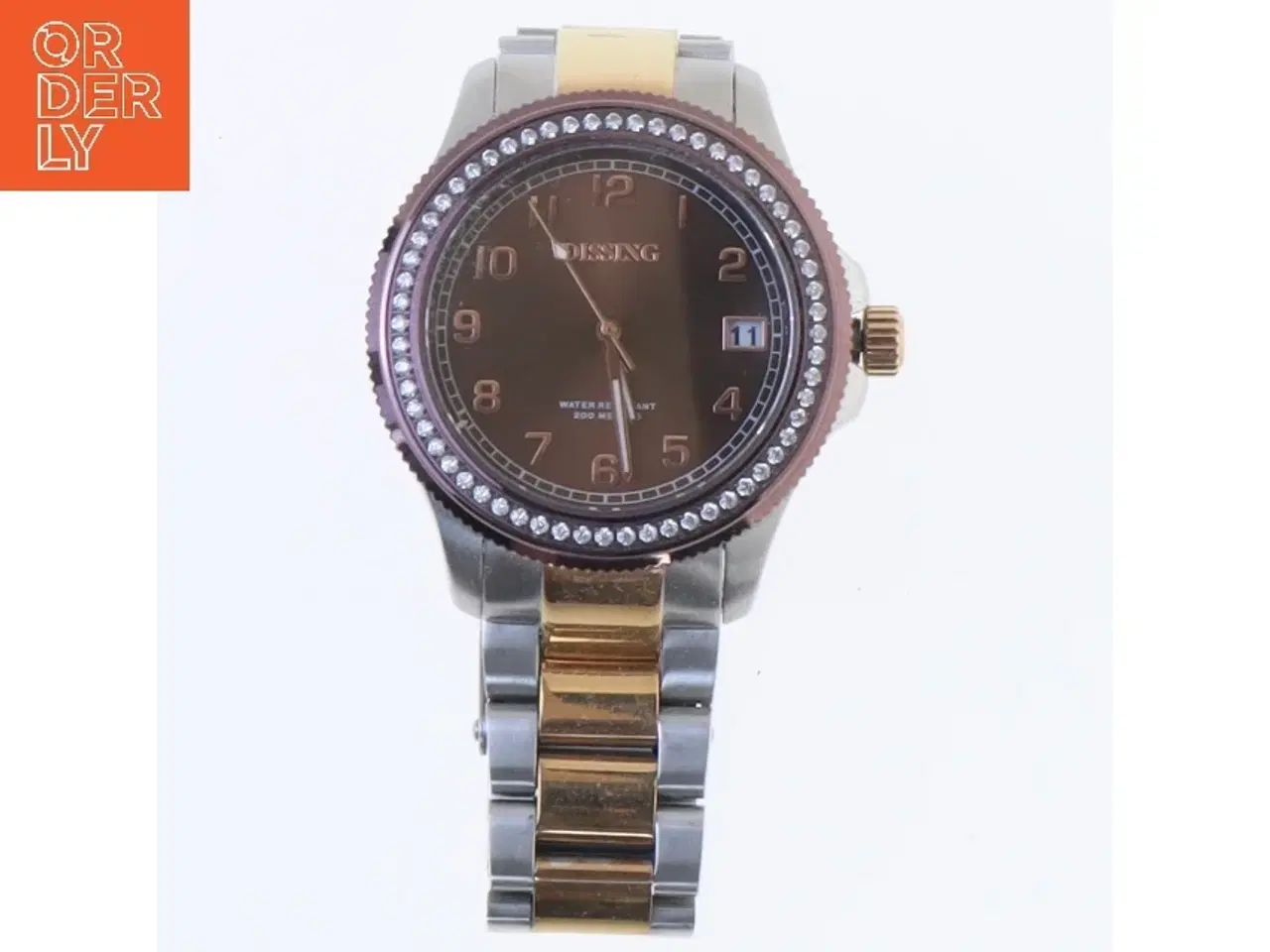 Billede 1 - Ur med stenbesat urskive fra Dissing (str. 40 mm)