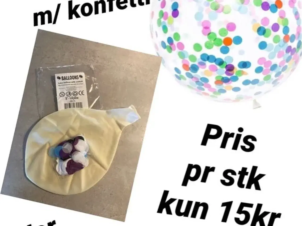 Billede 1 - 1 stk kæmpe 1meters ballon m/konfetti