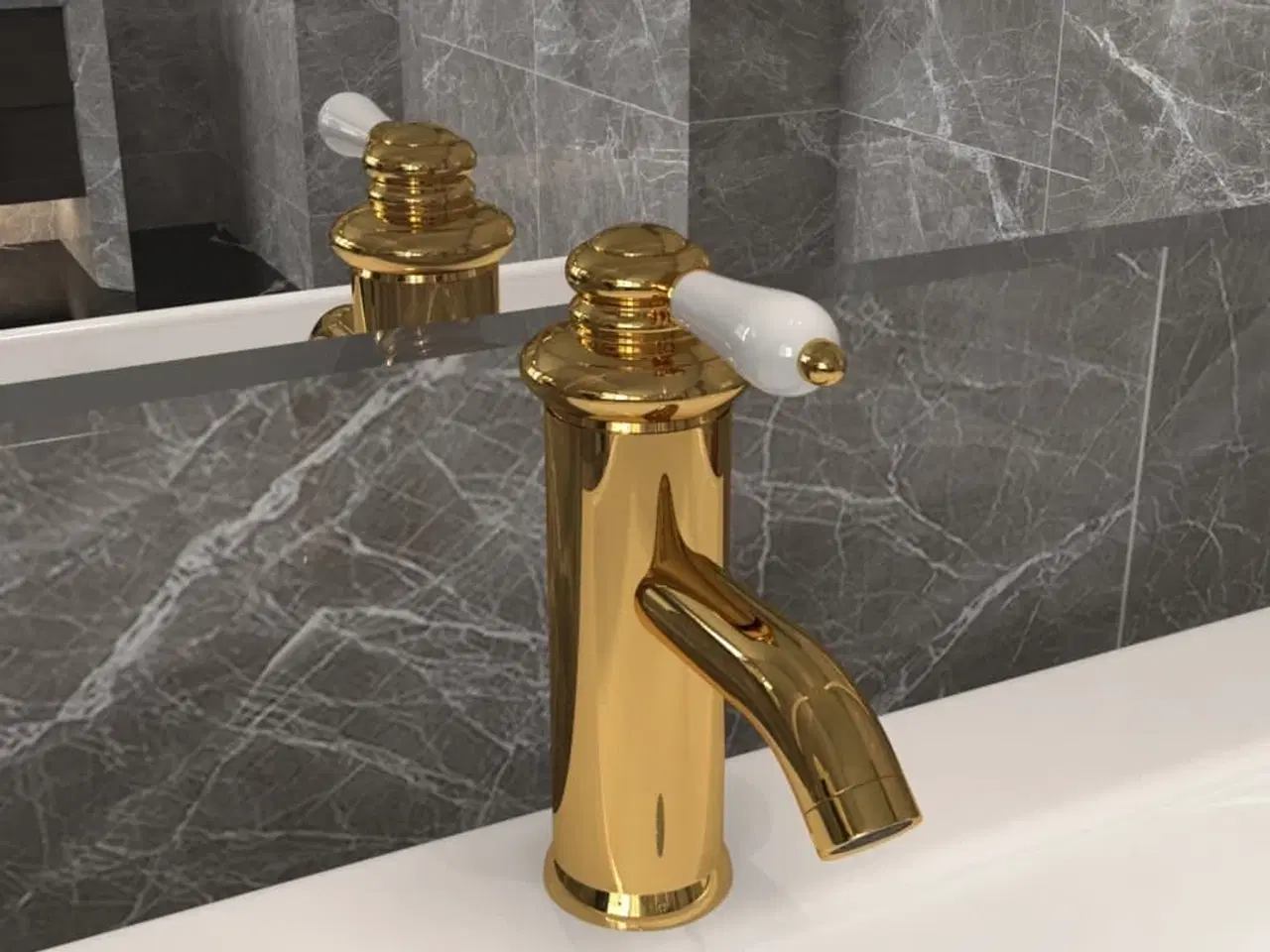 Billede 1 - Vandhane til badeværelseshåndvask 130x180 mm guldfarvet