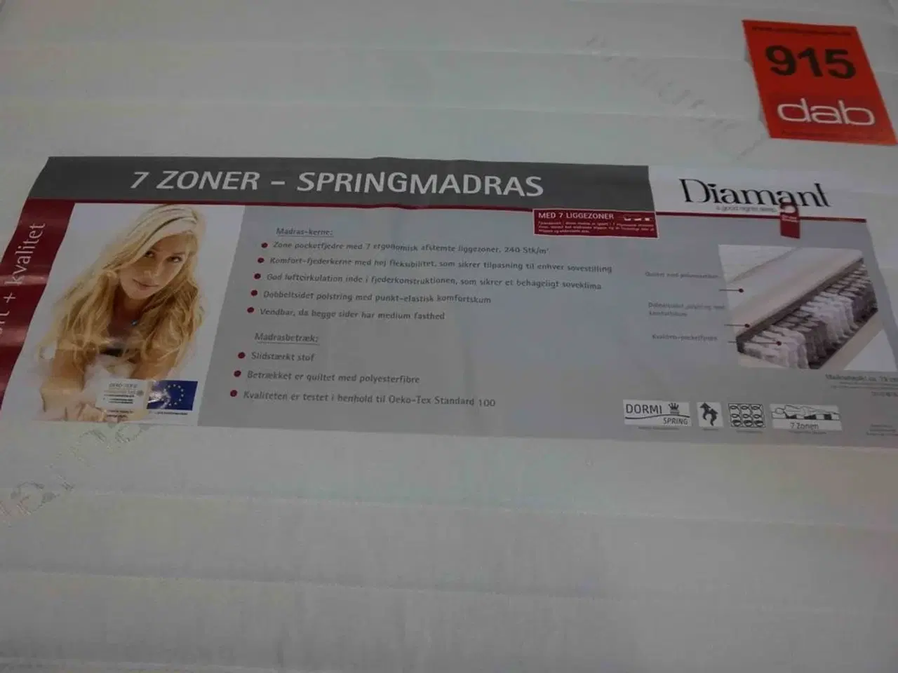 Billede 5 - Diamant 7-zoners springmadras 90x200x19 cm