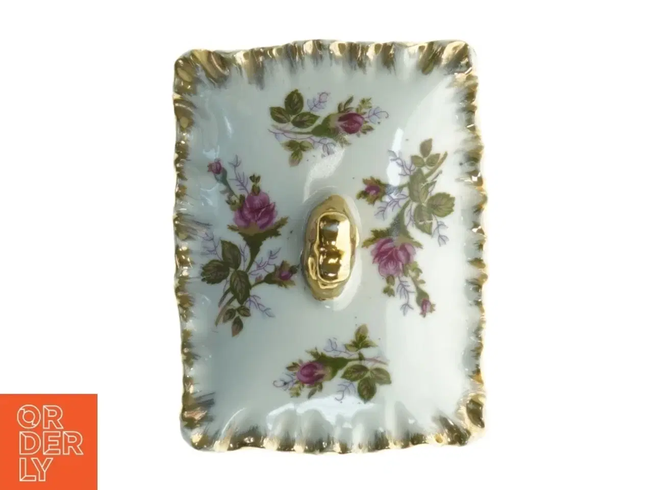 Billede 3 - Porcelænsskrin med blomsterdekoration (str. 13 x 10 x 11 cm)