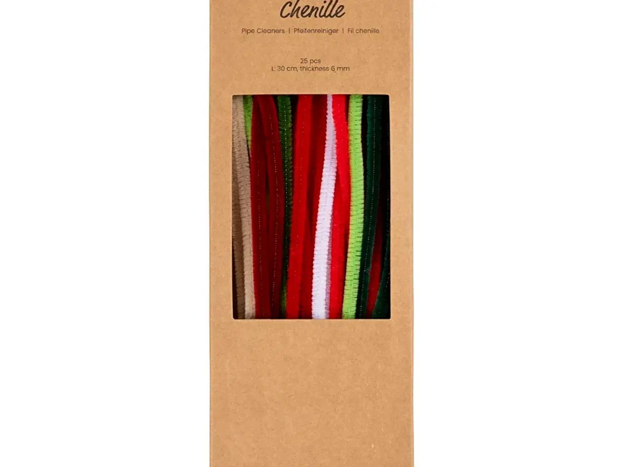 Billede 1 - Chenille i Julefarver - 30 cm, 25 stk. pr. pakke