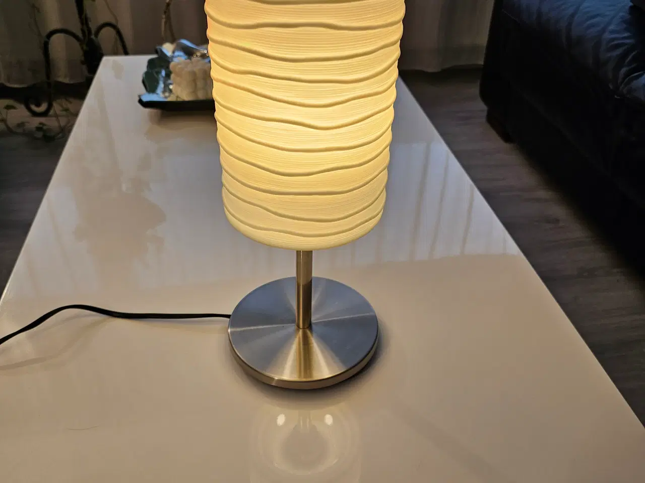 Billede 1 - Bordlampe i stål og glas