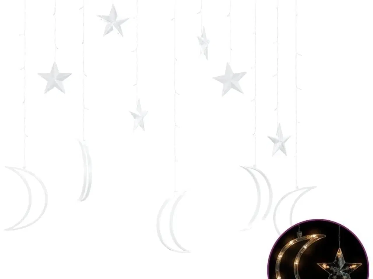 Billede 2 - Fairy lights-lyskæder stjerne og måne 138 LED'er varm hvid