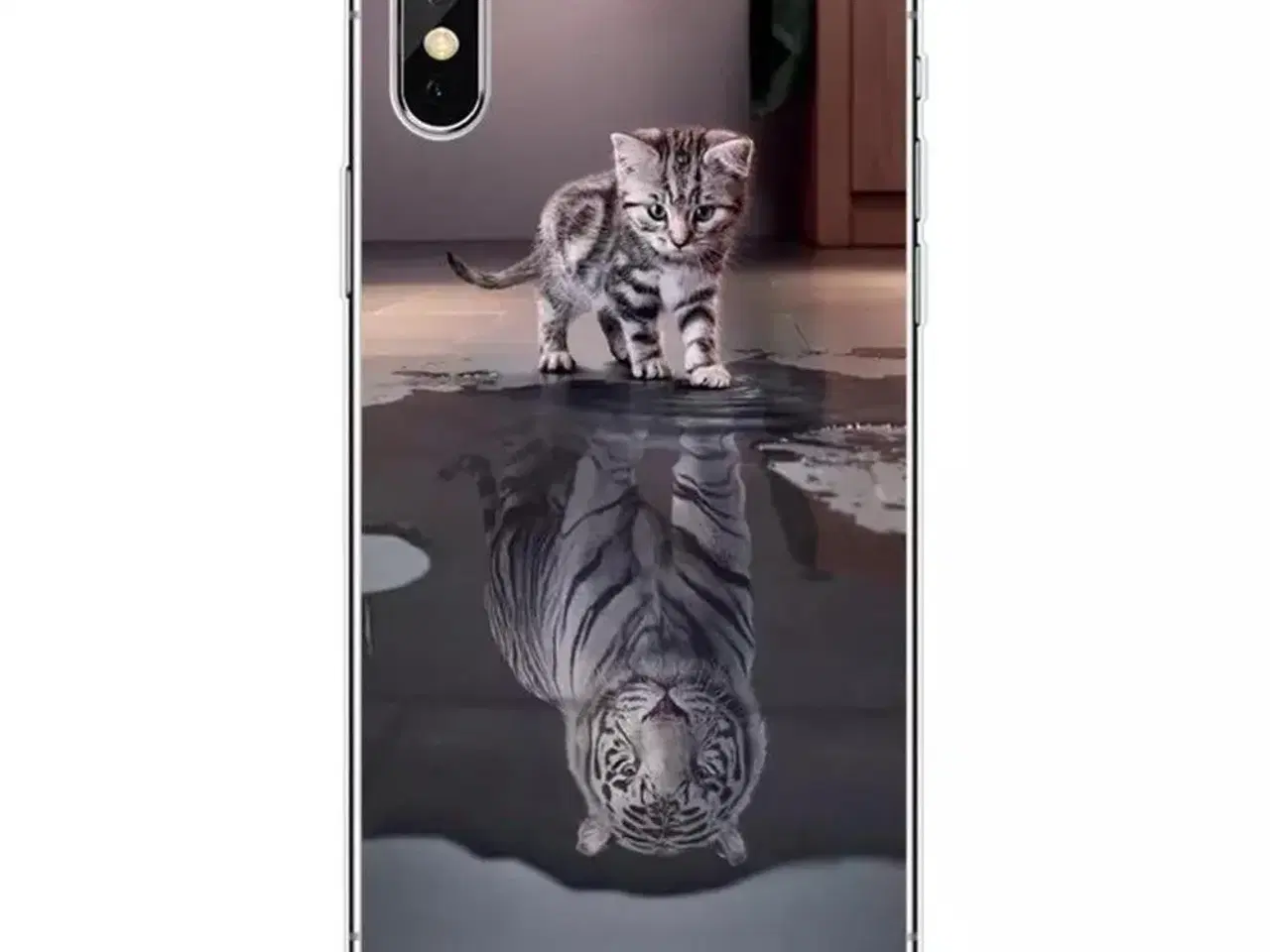 Billede 3 - Silikone cover med kat tiger til iPhone 10 X XS 