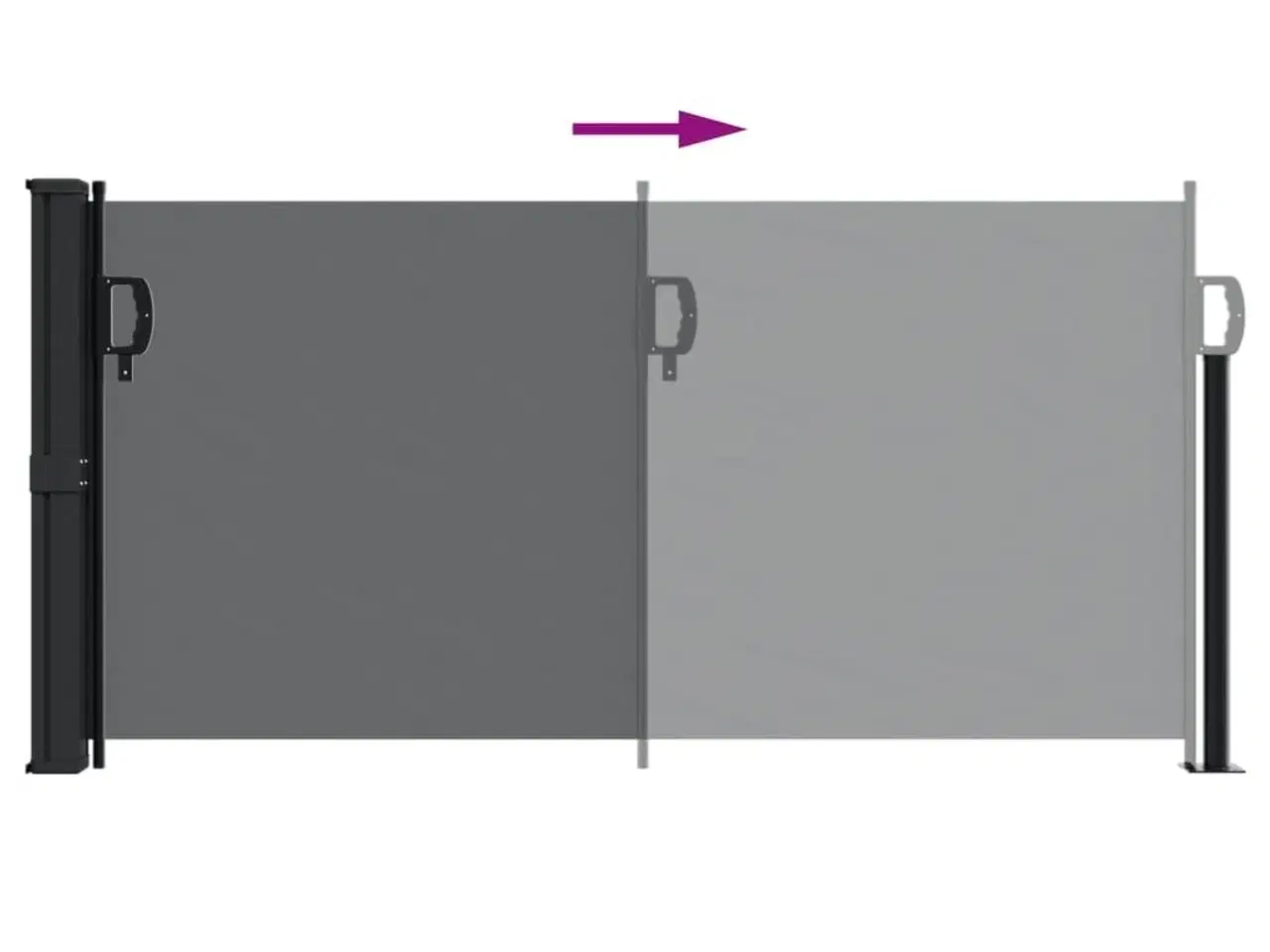 Billede 5 - Sidemarkise 100x500 cm sammenrullelig sort