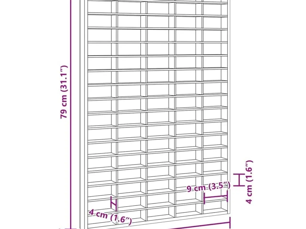 Billede 9 - Samlermontre i træ med 90 rum 50,5x4,5x79 cm